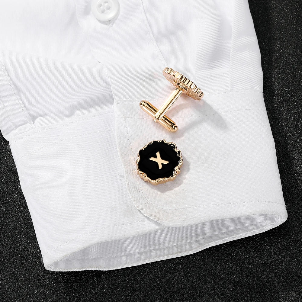 Boutons de manchette classiques pour hommes, 26 lettres initiales de l'alphabet, A B C D E F G H I J K L M N O P Q R S T U, bouton à manches V W X Y Z