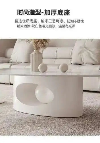 Modern coffee tables marble effect Deluxe Nordic oval white metal side table Premium Low Lounge Tables home furniture
