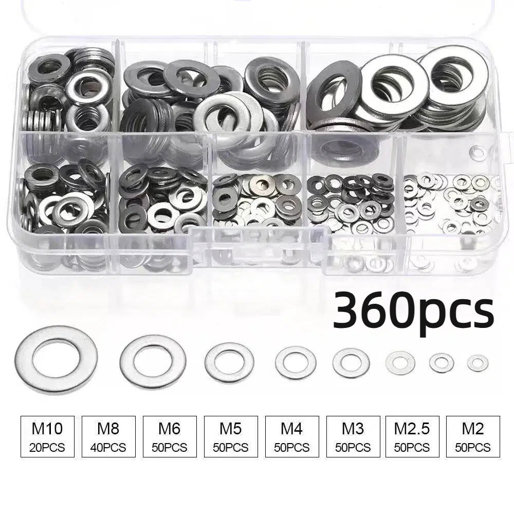 Ensemble de rondelles plates en acier inoxydable 360/580 pièces 304, parfait pour la décoration intérieure, la réparation d'usine, les cuisines, les magasins et plus encore