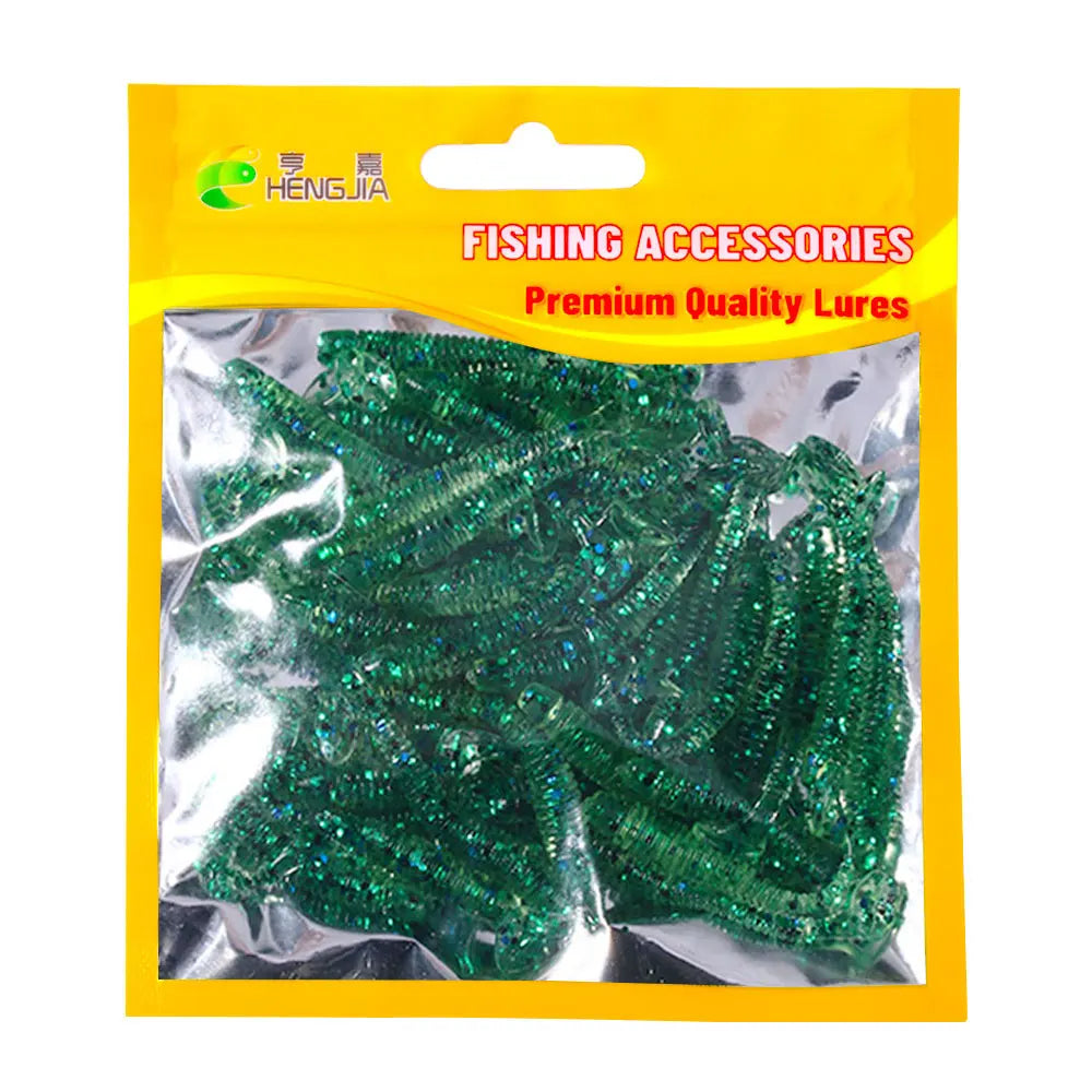 Hengjia 10-50pcs/lot 4.5CM Small Soft Silicone T-Tail Worm Swimbait Lure Fishing Tackle for Carp Black-bass Pike