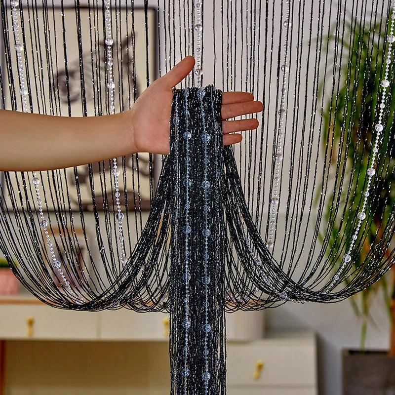 Cortina de cuentas de cristal, 100cm x 200cm, para salón, puerta, pared, ventana, biombo, borla