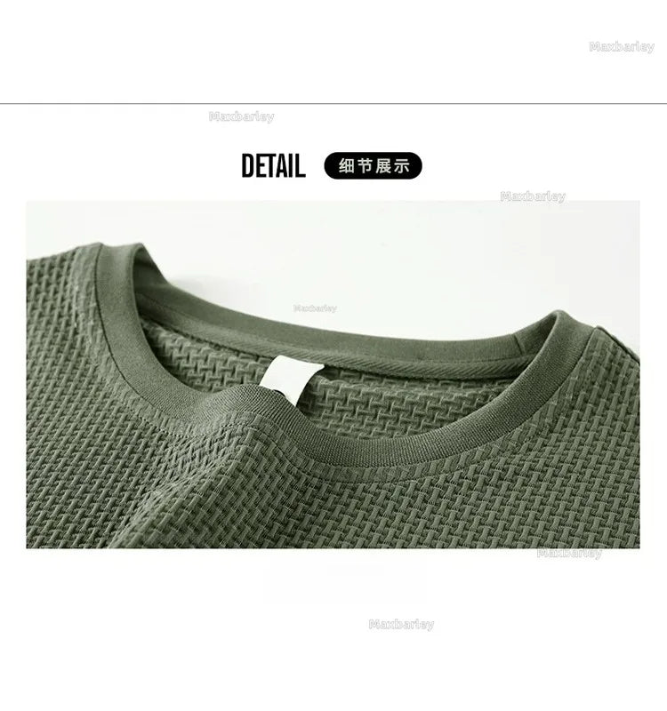 T-Shirt à manches courtes pour hommes, respirant, gaufré, séchage rapide, col rond, ample, course à pied, entraînement, haute élasticité, haut d'été fin, 2026