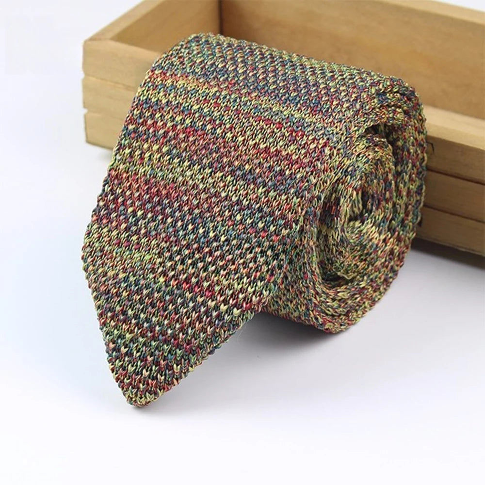New Style Gradient Fashion Men's Solid Colored Knitted Tie Normal Slim Classic Woven Tie Narrow Ties