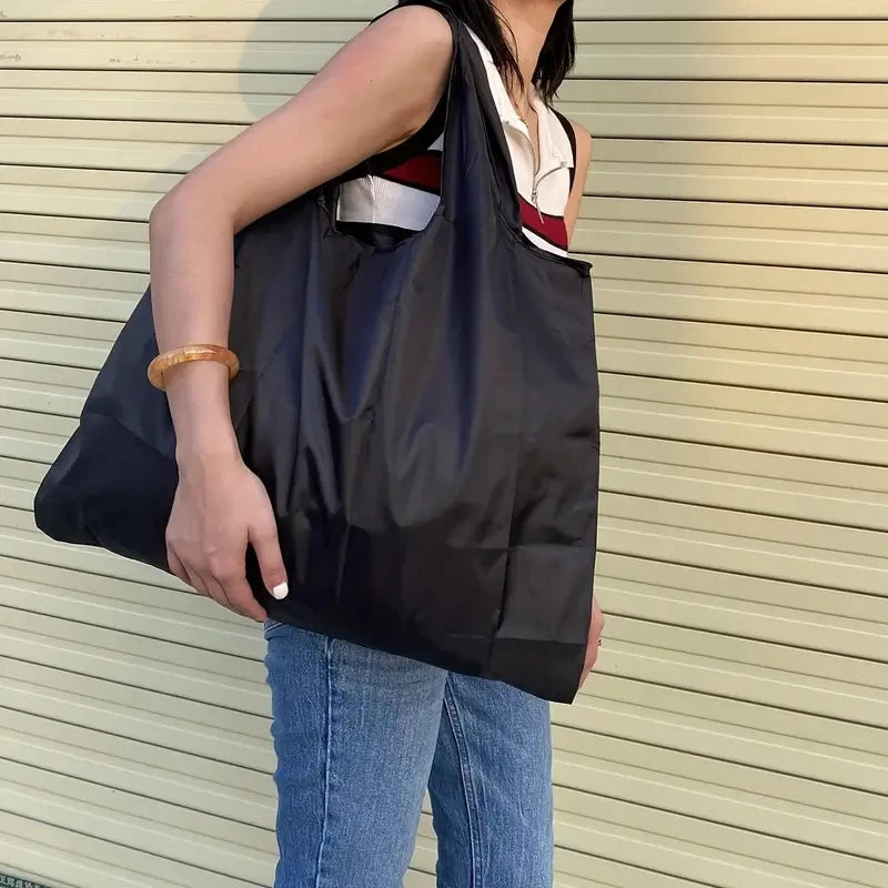 Bolsa de la compra de supermercado portátil plegable de gran capacidad, bolsa de almacenamiento de hombro impermeable
