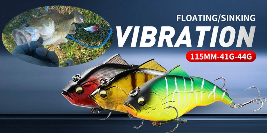 JOHNCOO 115mm coulant VIB leurre de pêche sans lèvres manivelle artificielle flottant dur appât brochet bar matériel de pêche