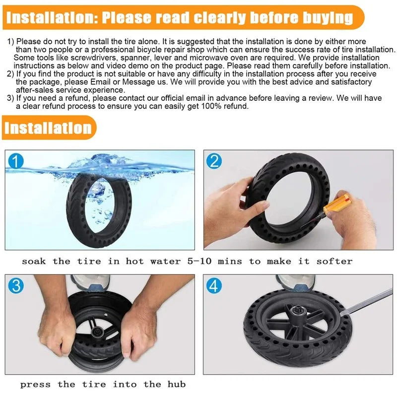 Solid Tire for Xiaomi M365 Pro Mijia Mi 1S Pro 2 Electric Scooter, Essential 8.5 Inch Rubber Tire, 8.5 Inch Wheel