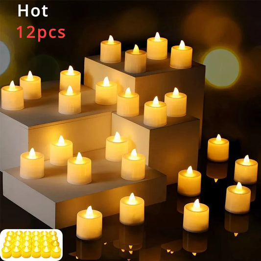 Vela LED a pilas, vela de té falsa sin llama, para bodas, fiestas de cumpleaños, decoración del hogar, candelabro