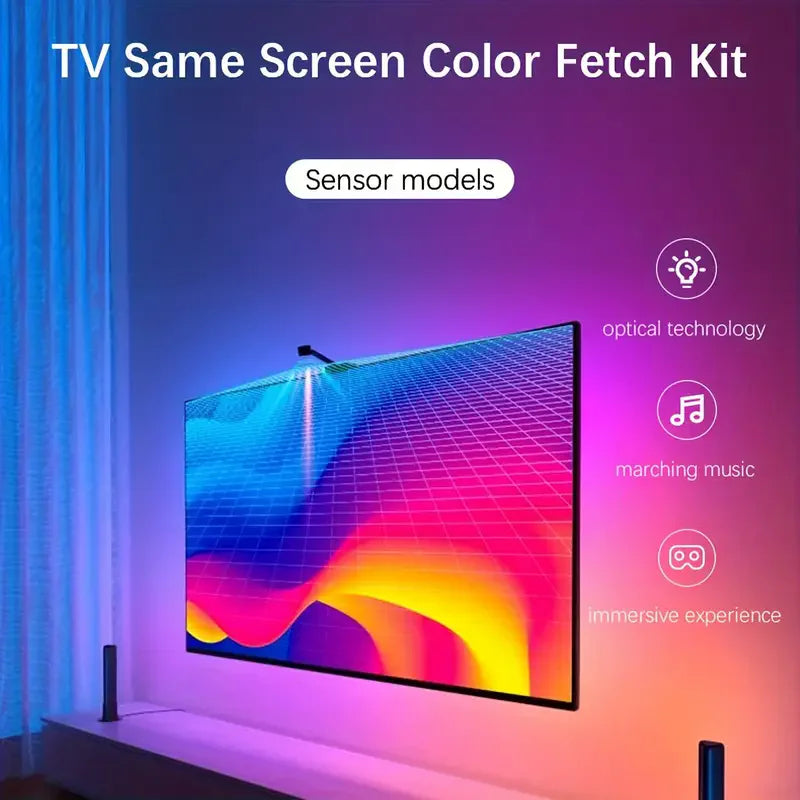 Rétro-éclairage TV/PC avec capteur de couleur RGB-IC, bande lumineuse LED pour écrans de 55 à 75 pouces, synchronisation intelligente, décoration de salle de jeu, lumières d'ambiance