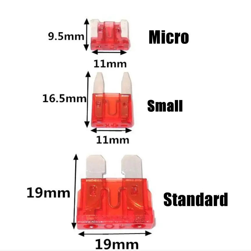 Mini fusibles de voiture automatiques moyens 2A/3A/5A/7.5A/10A/15A/20A/25A/30A/35A Amp avec mallette de rangement, Kit de jeu de fusibles à lame d'assortiment