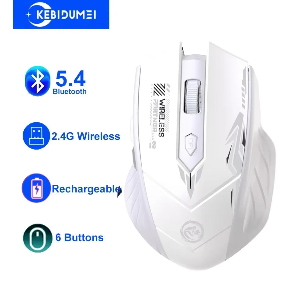 Souris Bluetooth 5.4 double Mode 2.4G souris sans fil 6 boutons souris de jeu bureau souris silencieuse souris Rechargeable pour ordinateur portable