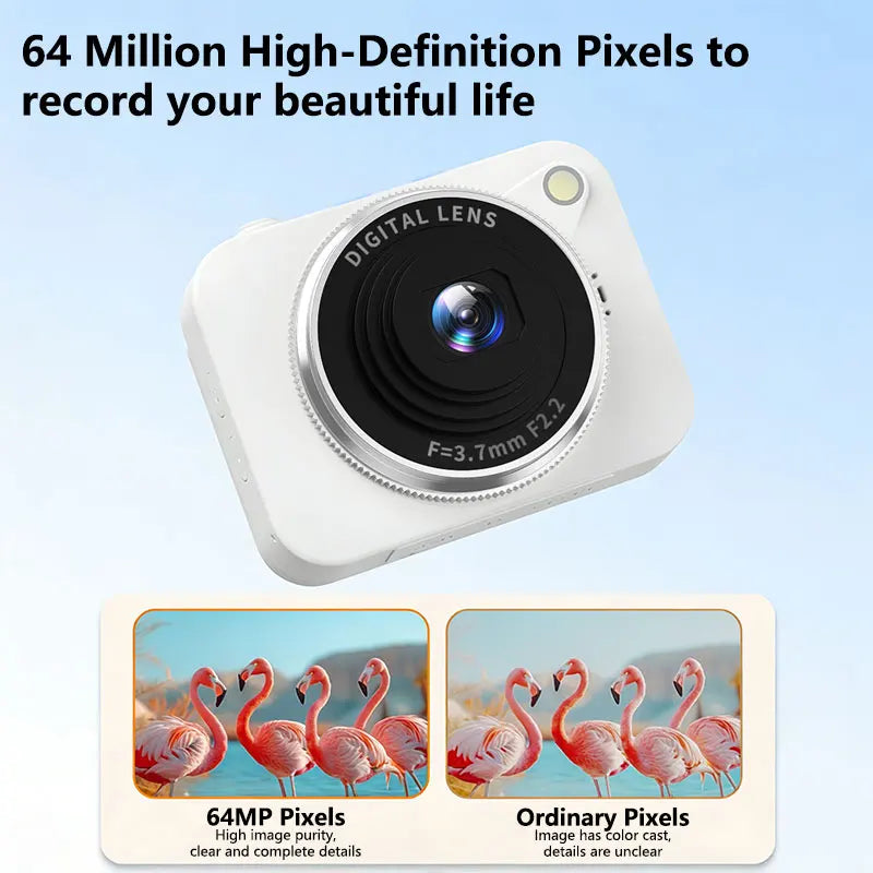 Caméra 4K HD 180° CCD portable compacte — vlog, selfie, idéale pour étudiants, cadeau