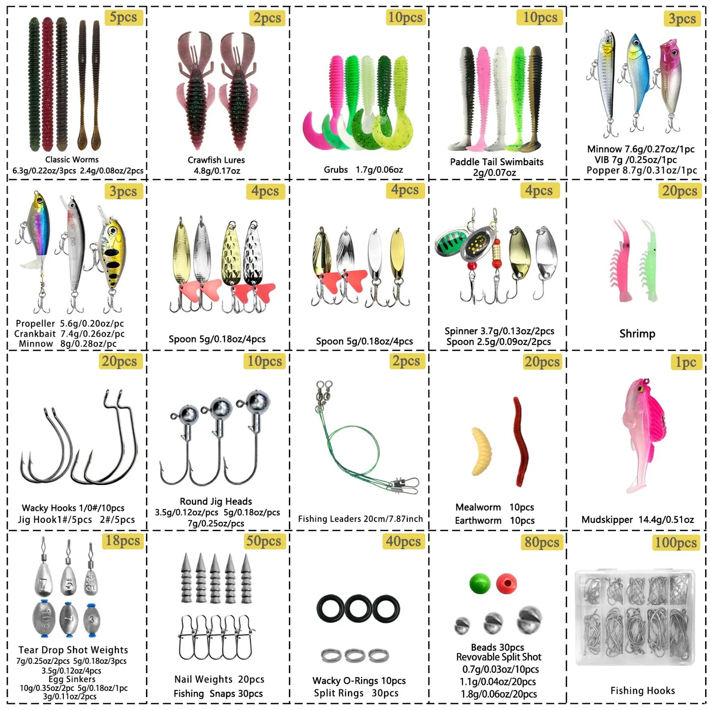 Kit de leurres de pêche pour truite, brochet, basse, multi-leurre, ensemble de matériel superposé, équipement professionnel, 83/133/193/239/409 pièces