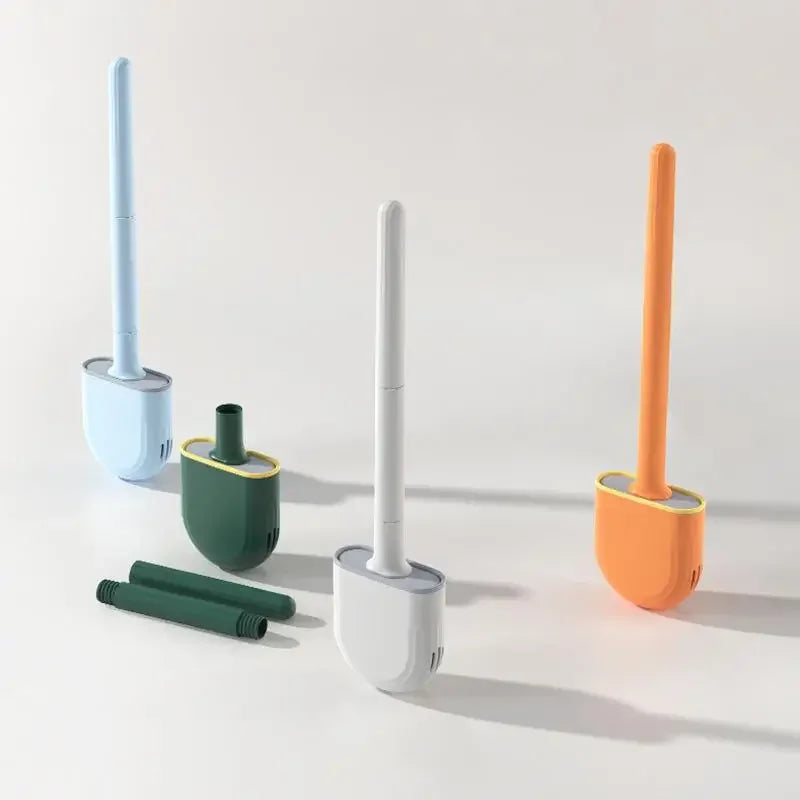 Nettoyeur de brosse de toilette suspendu en Silicone, avec manche Long, nettoyeur Flexible, brosse de salle de bain, support à séchage rapide, accessoires de salle de bains