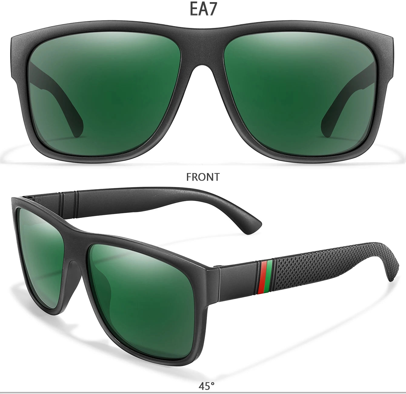 Lunettes de soleil polarisées carrées pour hommes, marque classique, pour la pêche, la conduite en plein air, le cyclisme, la course, Vintage, grand cadre, UV400