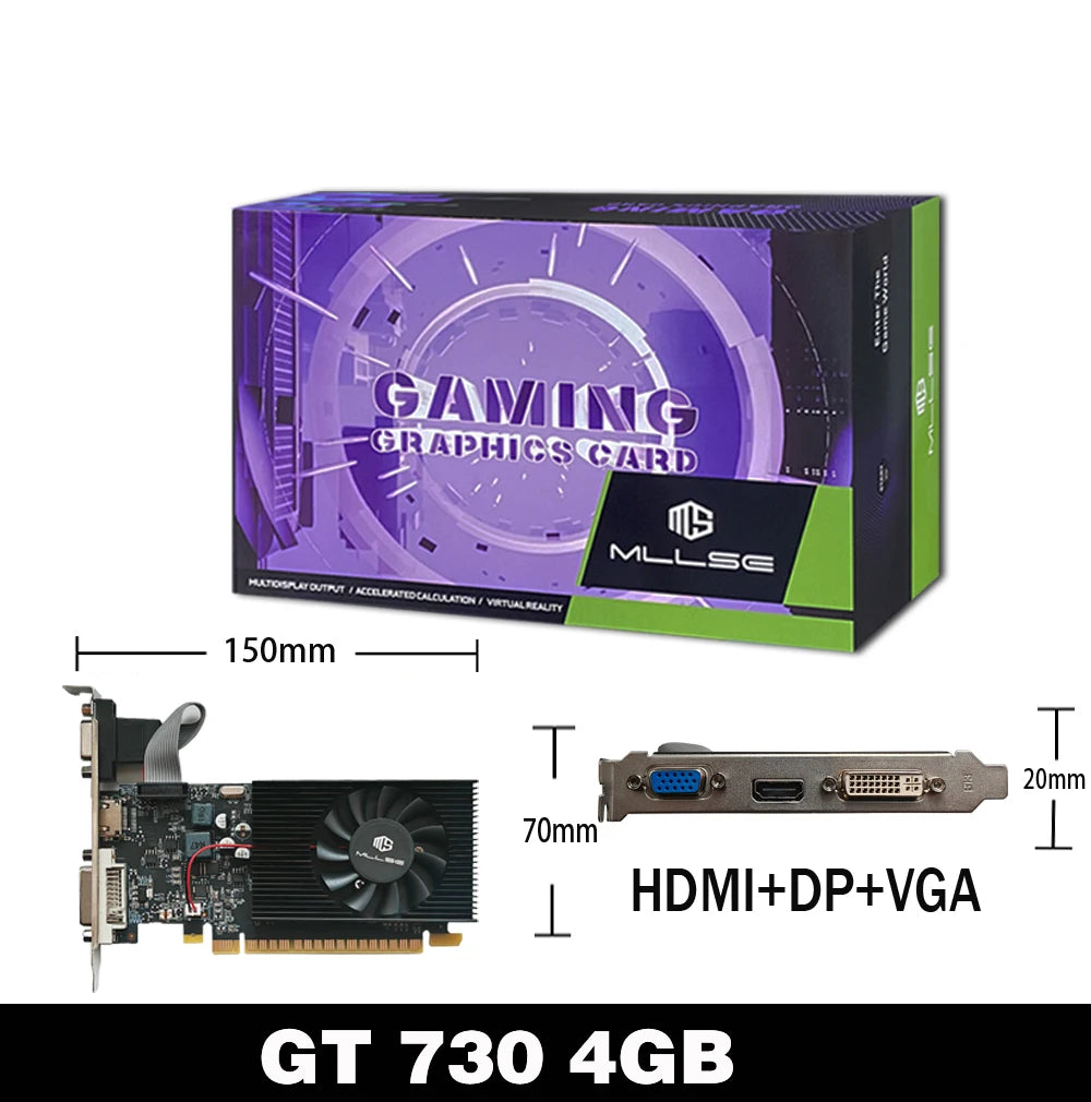 MLLSE GT730 4GB GT740 4GB carte graphique GDDR3 128Bit DVI VGA PCI-E 3.0 Geforce GPU Gt 730 carte vidéo De jeu Placa De vidéo