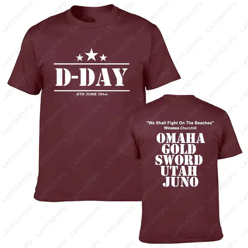 Camiseta divertida de algodón para hombre, con estampado vintage, D-DAY 2026, Ejército 1944, Normandía, militar, CHURCHILL BEACHES