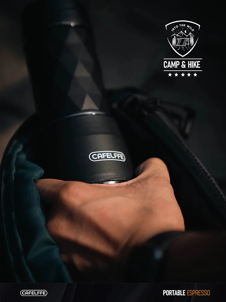 Cafelffe 3 en 1 Máquina de café portátil de agua caliente/fría, cafetera manual de espresso para cápsulas y café molido, cafetera de prensa manual para senderismo y viajes