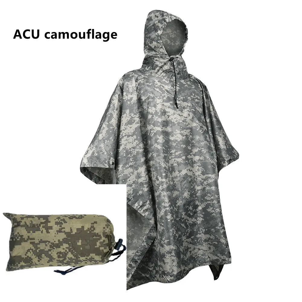 Poncho de Camouflage respirant pour l'extérieur, imperméable tactique de Jungle, observation des oiseaux, randonnée, chasse, combinaison Ghillie, équipement de pluie de voyage