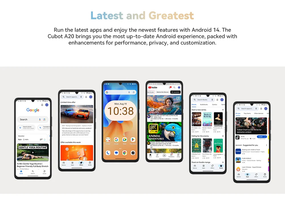 Cubot A20 Smartphone Android 14 — 12 Go RAM, 128 Go, Écran 6,74" 90Hz, 5100 mAh, 48 MP, 4G