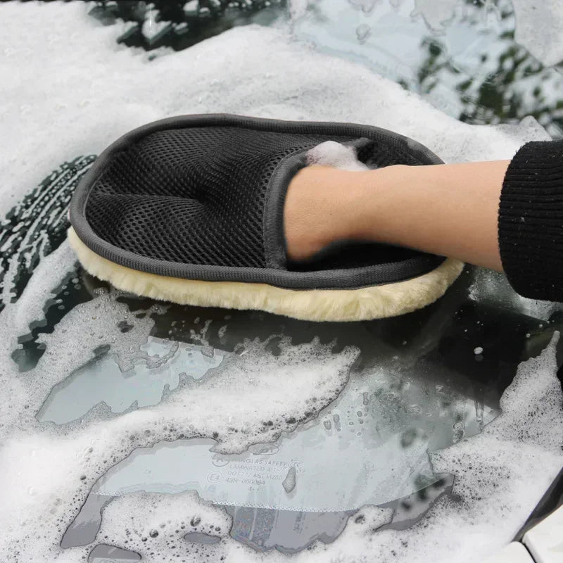 Soft wool car wash gloves, cleaning tools, cleaning brush, automatic car wash, motorcycle wash, car paint care, accessories