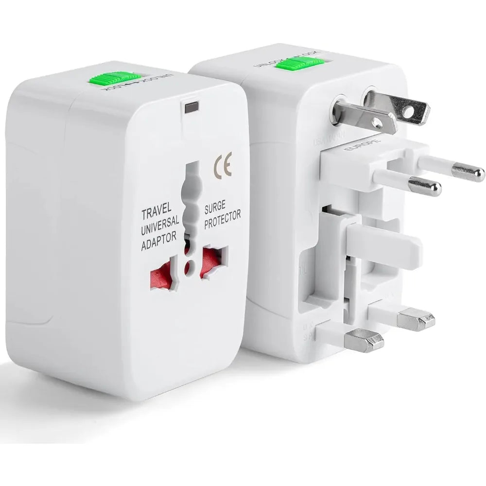 Adaptador universal de viaje, adaptador de corriente internacional compacto para enchufes de EE. UU., UE, Reino Unido, Australia e India