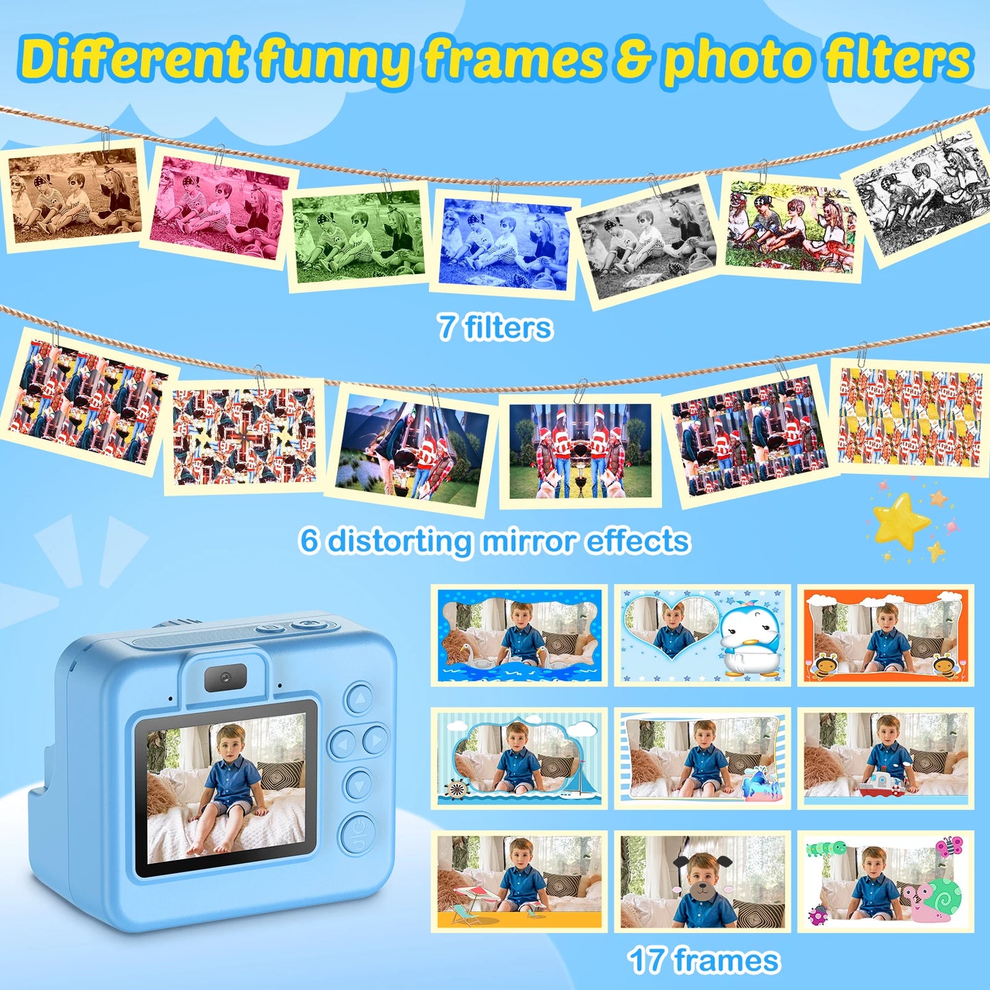 Nueva cámara para niños abeja, cámara instantánea 1080P HD con doble lente para selfies, cámara digital de impresión para niñas, niños, regalos de cumpleaños de Navidad, juguetes