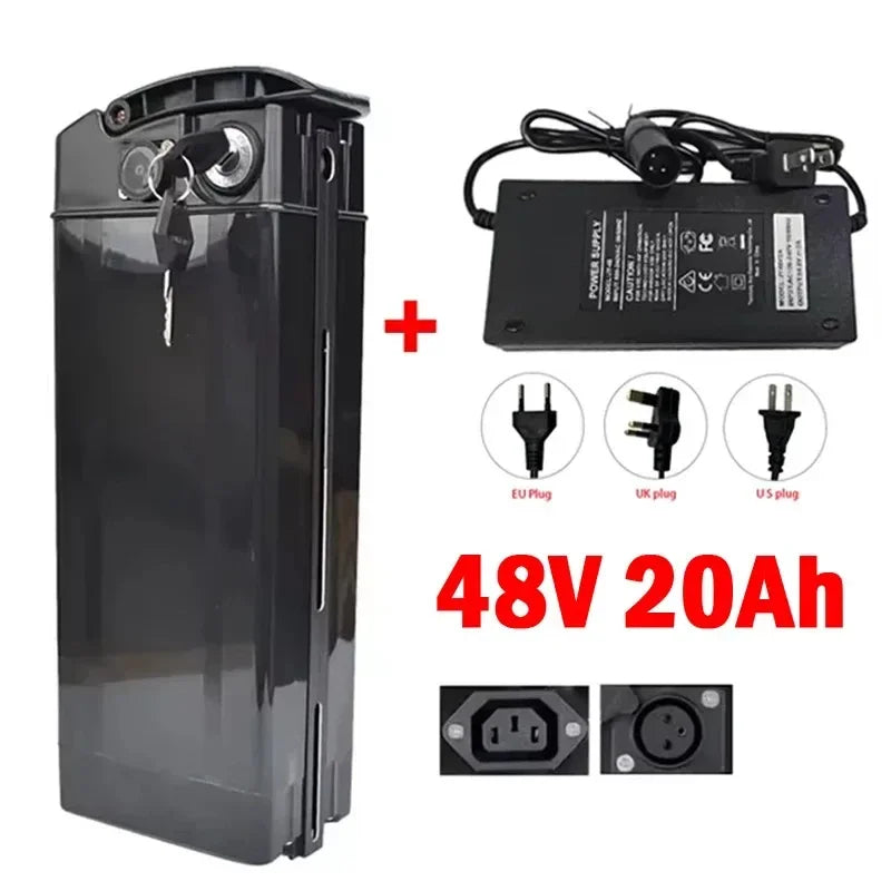 New 48V 30Ah Silverfish Battery For Electric Bike 48V 20Ah 17Ah High Capacity Batteries 18650 cells power 500-2000W