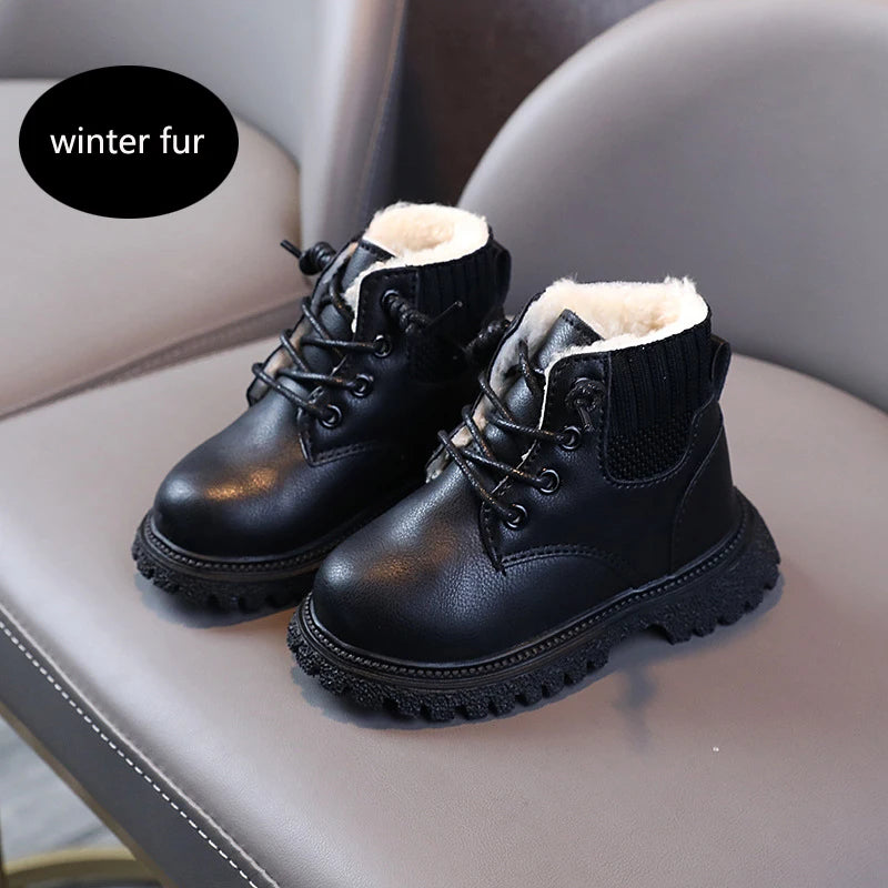 Bottes de Neige Enfant Imperméables — Cuir Fourré Unisexe Hiver