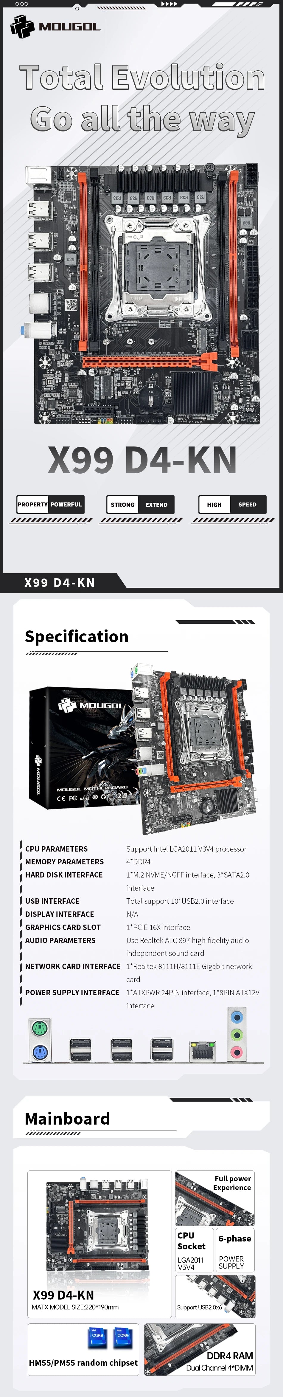 Kit de carte mère MOUGOL X99 avec processeur Intel Xeon E5 2680 V4 et DDR4 8Gx2 2133 MHz, RAM double canal M.2 NVME pour ordinateur de bureau de jeu