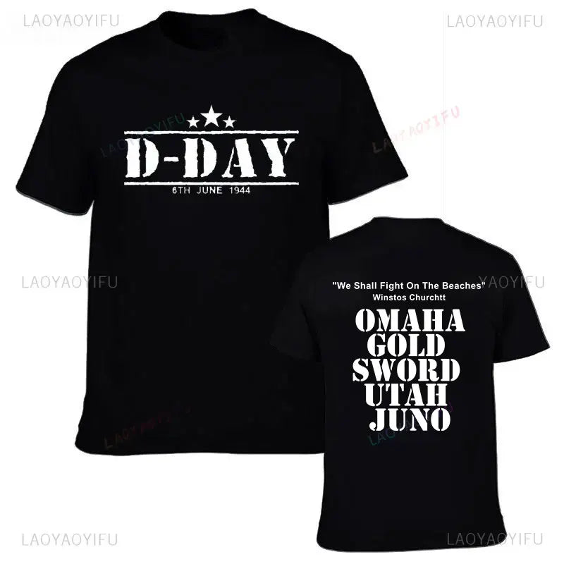 Camiseta divertida de algodón para hombre, con estampado vintage, D-DAY 2026, Ejército 1944, Normandía, militar, CHURCHILL BEACHES