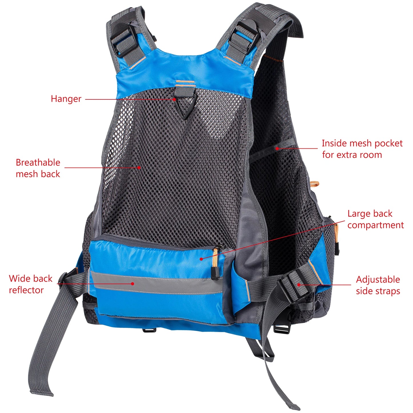 Bassdash respirant gilet de pêche Sports de plein air mouche natation gilet réglable