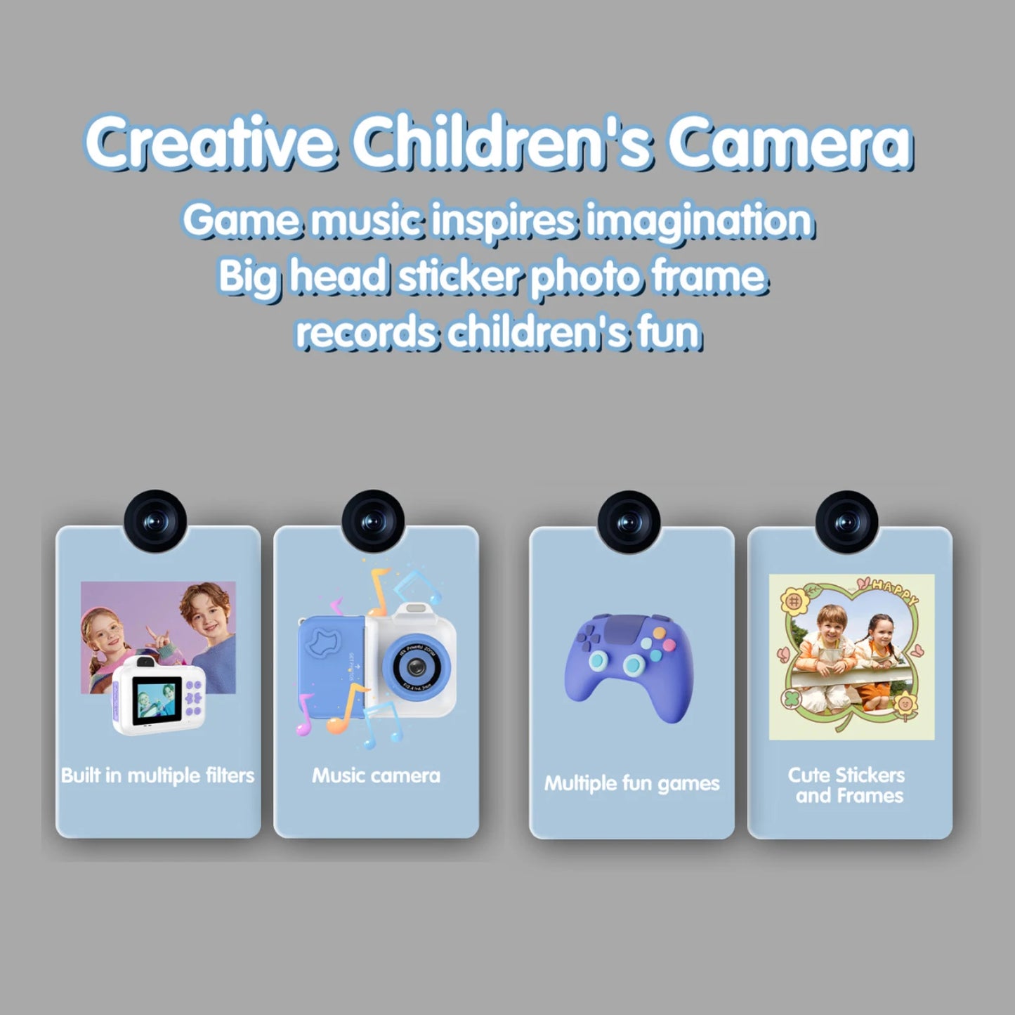 Appareil photo numérique à impression instantanée pour enfants, stylos à documents pour enfants, papier d'impression thermique, jouets cadeaux de Noël pour garçons et filles, 32G