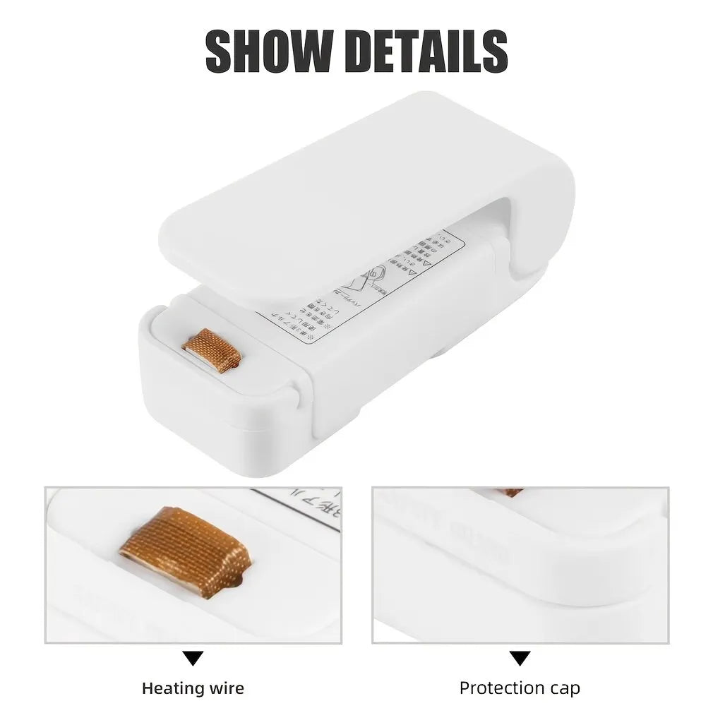 Bolsa termoselladora portátil, bolsa de plástico de almacenamiento GT, minibancos blancos para el hogar, clip para alimentos, refrigerios, frutas, dispositivos de conservación frescos, 1PC