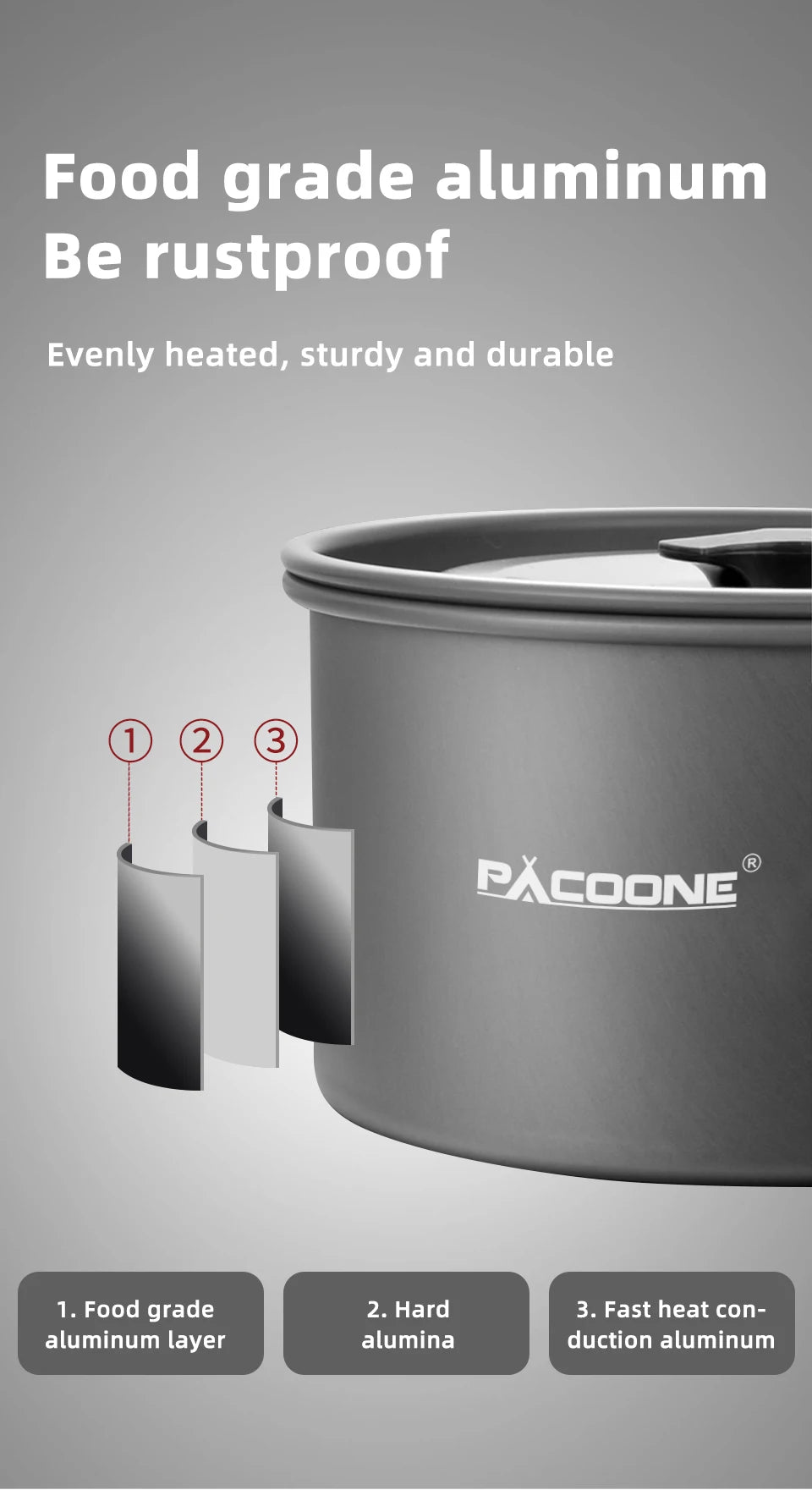 PACOONE – ensemble d'ustensiles de cuisine de Camping, Kit d'ustensiles de cuisine portables, Pot d'extérieur, bouilloire à eau, ensemble de casseroles, vaisselle, équipement de pique-nique de randonnée