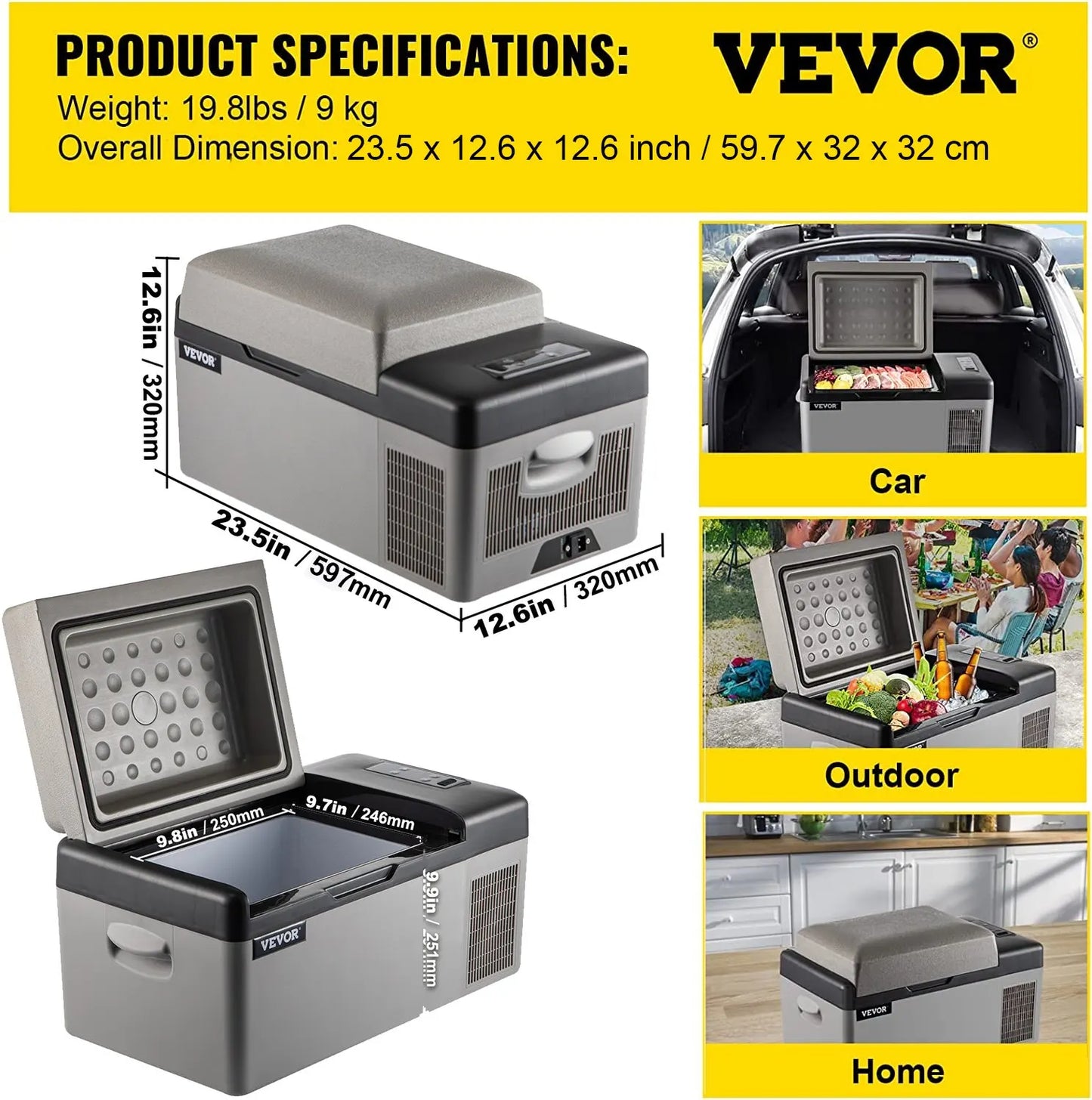 Glacière électrique de voiture 15/20L — compresseur portable, contrôle par application, camping, voyage