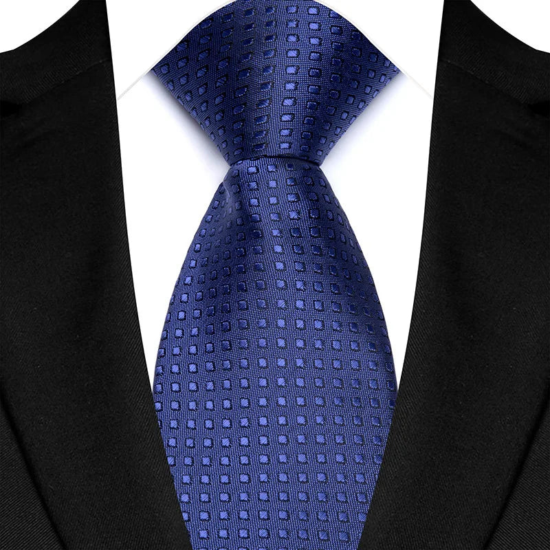 Corbata clásica de cachemira a rayas para hombre, 8 cm, Jacquard, de lujo, color azul real, accesorios, uso diario, regalo para fiesta de boda
