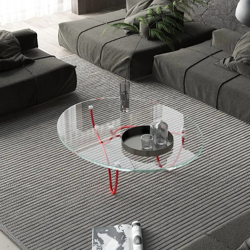 Transparent and Simple Side Table, Modern, Metal, Unique, High-Quality Glass, Nordic, Italian, Slim, Mesa, Living Room Auxiliary Furniture