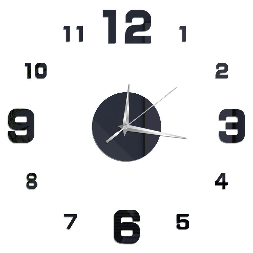 Creative Frameless Wall Clock, Silent Wall Sticker for Home, Acrylic Mirror Sticker, Wall Decor for Living Room and Office, DIY