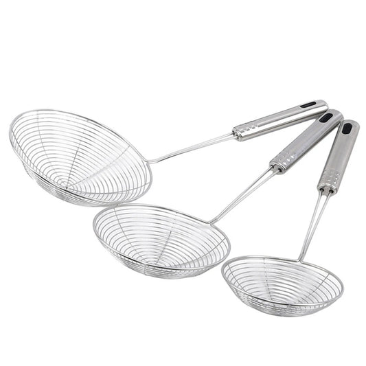 Fine Mesh Stainless Steel Skimmer Spoon, Multifunctional Spider Strainer with Long Handle for Frying Cooking and Noodle Sieve