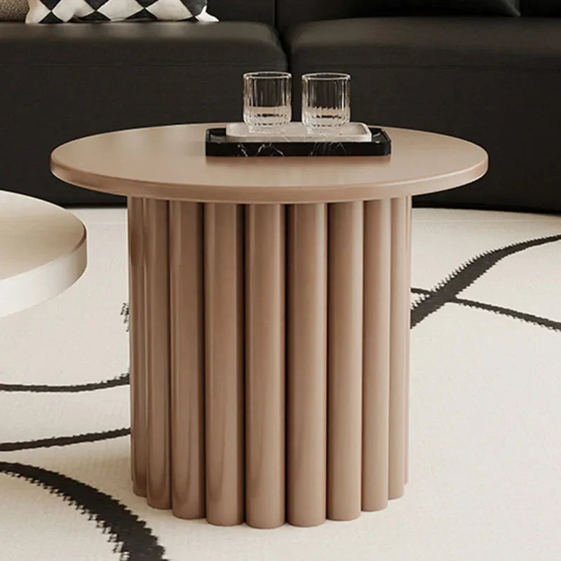 Minimalist Aesthetic White Wooden Round Side Table, Small Simple Coffee Table, Modern Design, Auxiliary Home Furniture