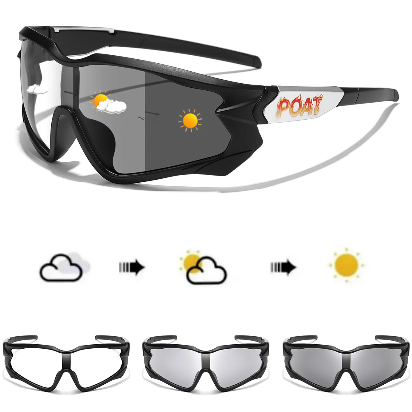 POAT tout nouveau Style lunettes de soleil photochromiques sport hommes femmes vtt vélo lunettes de vélo cyclisme pêche lunettes de course