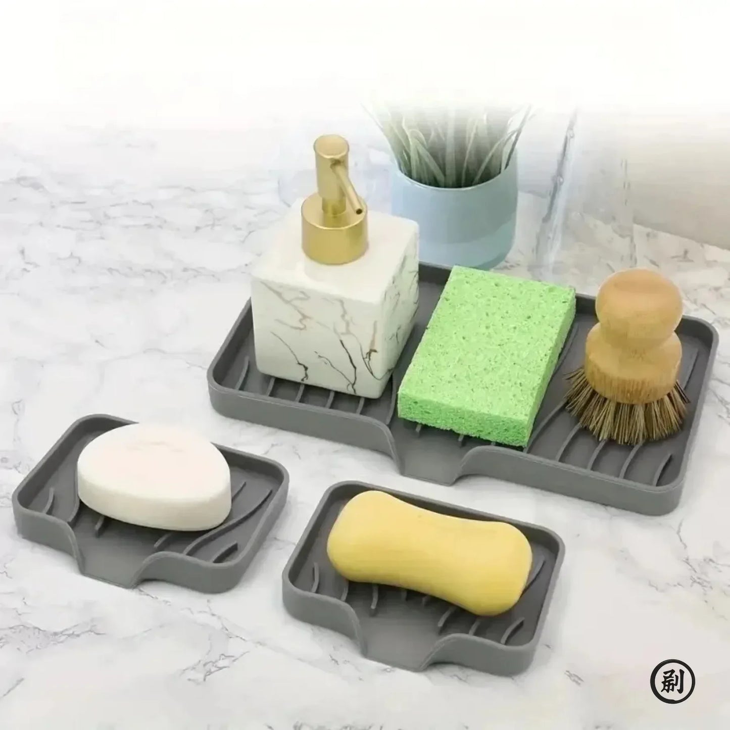 Bandeja de silicona para fregadero con drenaje, soporte de almacenamiento para esponja de jabón, encimera de fregadero, cepillo para fregar, soporte de almacenamiento, organizador de cocina