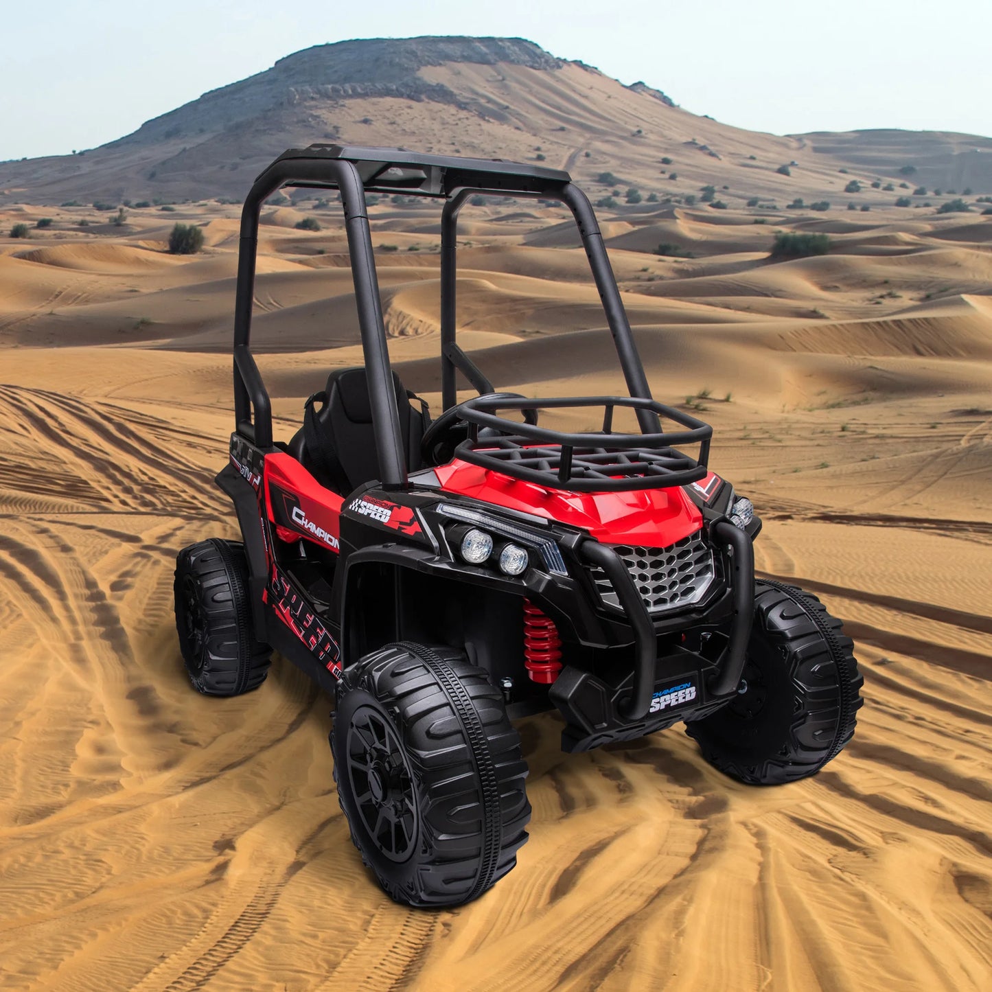 Voiture ATV Électrique Extérieur Enfants — Suspension Réelle Télécommande Rouge