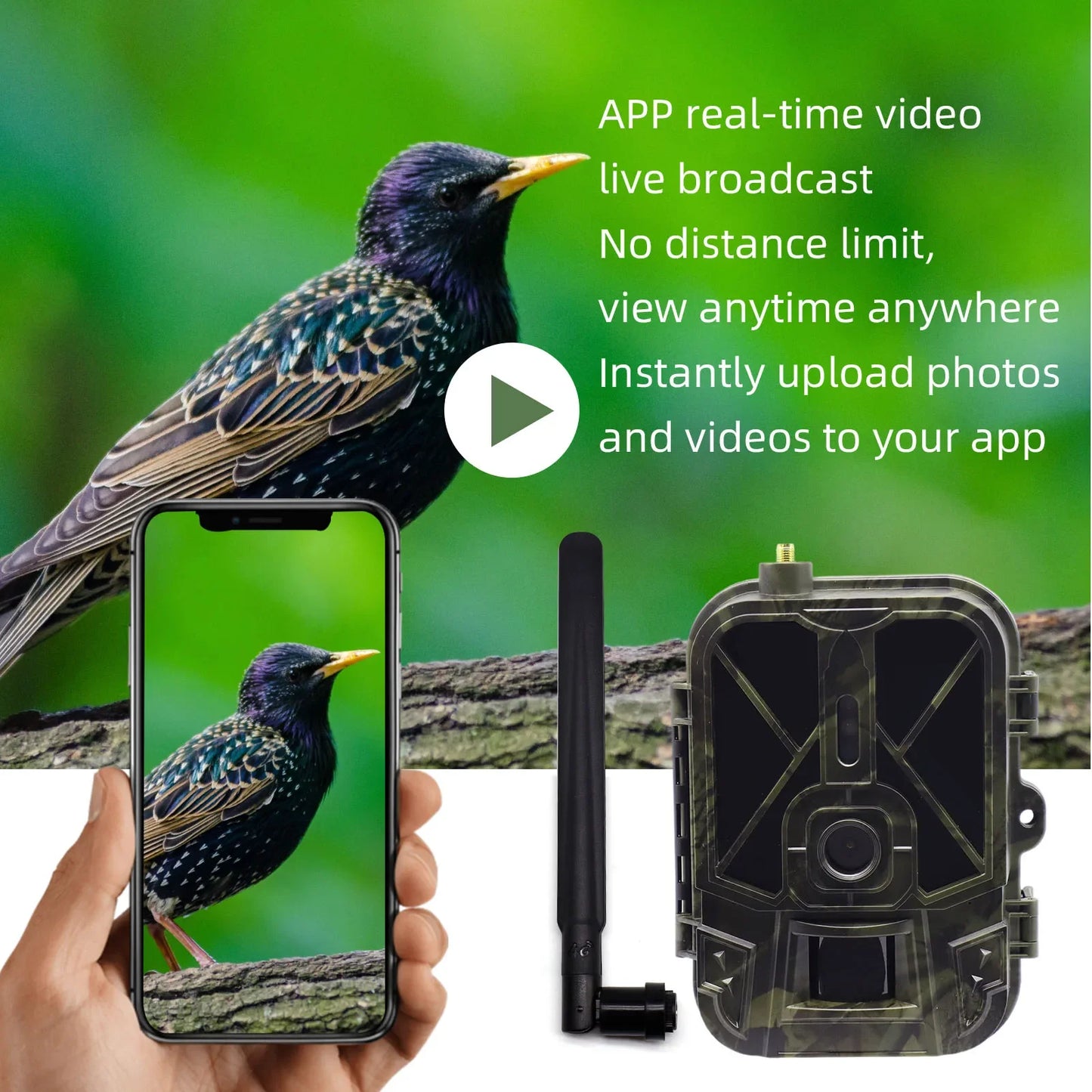Caméra de chasse à vision nocturne 4G avec suivi et contrôle par application, batterie Li-ion 8000 mAh, 120° °   Caméra de surveillance sans fil Cloud Service Game Scout