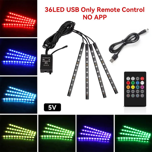 Car Interior LED Strip Light, 5V USB Backlight Kit, Decorative Car Ambient Neon Lamp, Vehicle Accessories, New
