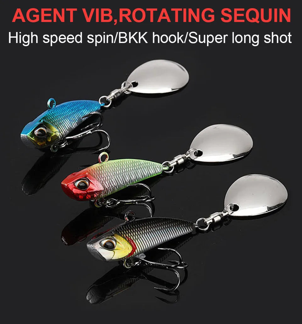 WALK FISH 7g 11g 15g 21g Spinner appât métal VIB leurre de pêche queue rotative Vibration paillettes japon Wobbler pêche à la traîne appât Pesca