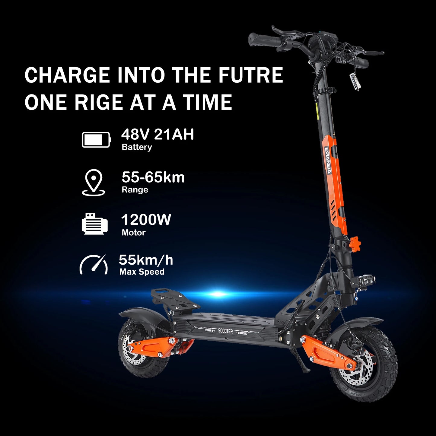 Garman Almacén 1200W Motor 48V21Ah Batería E Scooter con Asiento Llave NFC Todo Terreno Eléctrico Off-Road Patinetes Eléctricos