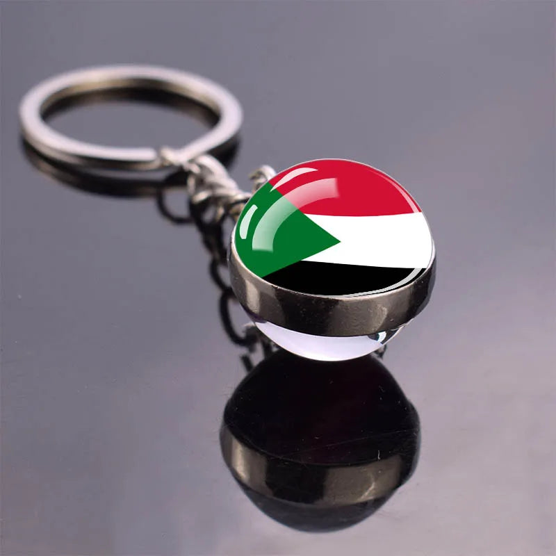Porte-clés drapeau africain, algérie, somalie, tunisie, maroc, egypte, drapeau National, pendentif boule de verre Double face, cadeau