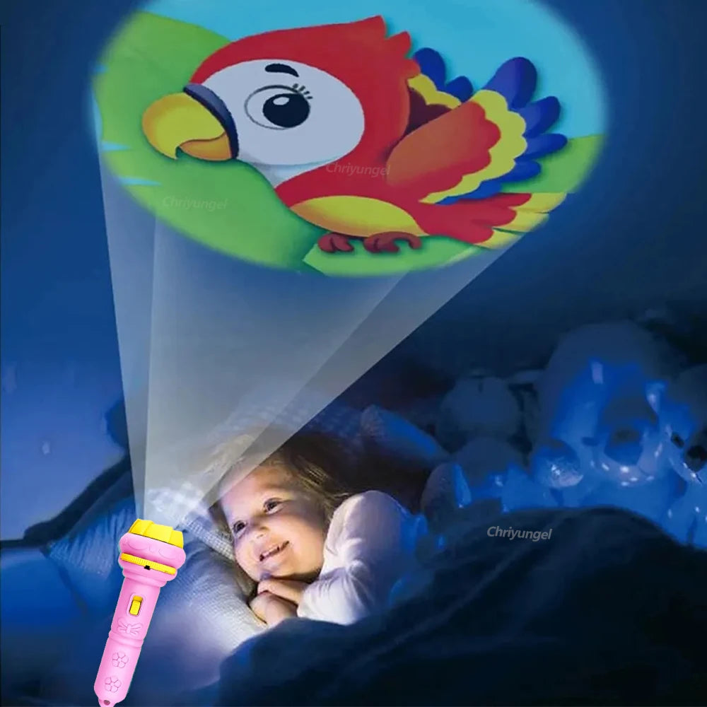 Lampe de Poche Projecteur Enfants — 10 Cartes, 80 Modèles, Jouet Coucher Dessin Animé, Cadeau