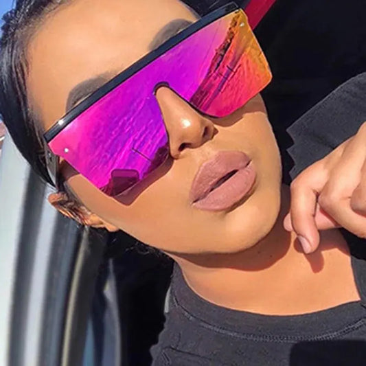 New one-piece large-frame sunglasses, European and American fashion square-frame sunglasses for women, colorful glasses